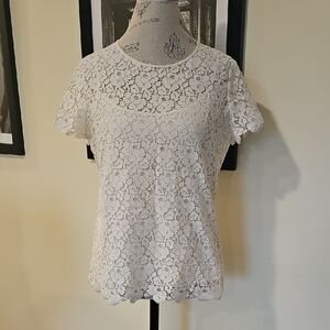 Talbots sz 12 white lace blouse